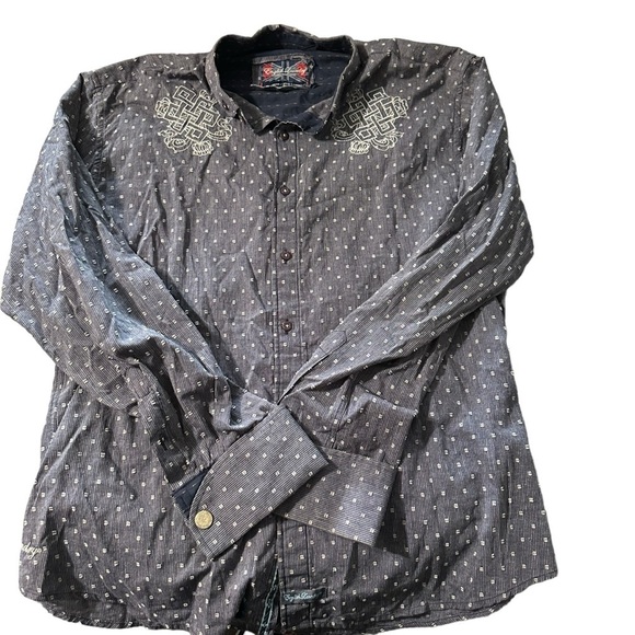 English Laundry Other - English Laundry Men's Shirt Large Embroidered Christopher Wicks Blue Dots sz XL